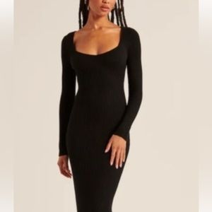 black ribbed. sweetheart. midi. medium. A and F. heavy weight material.